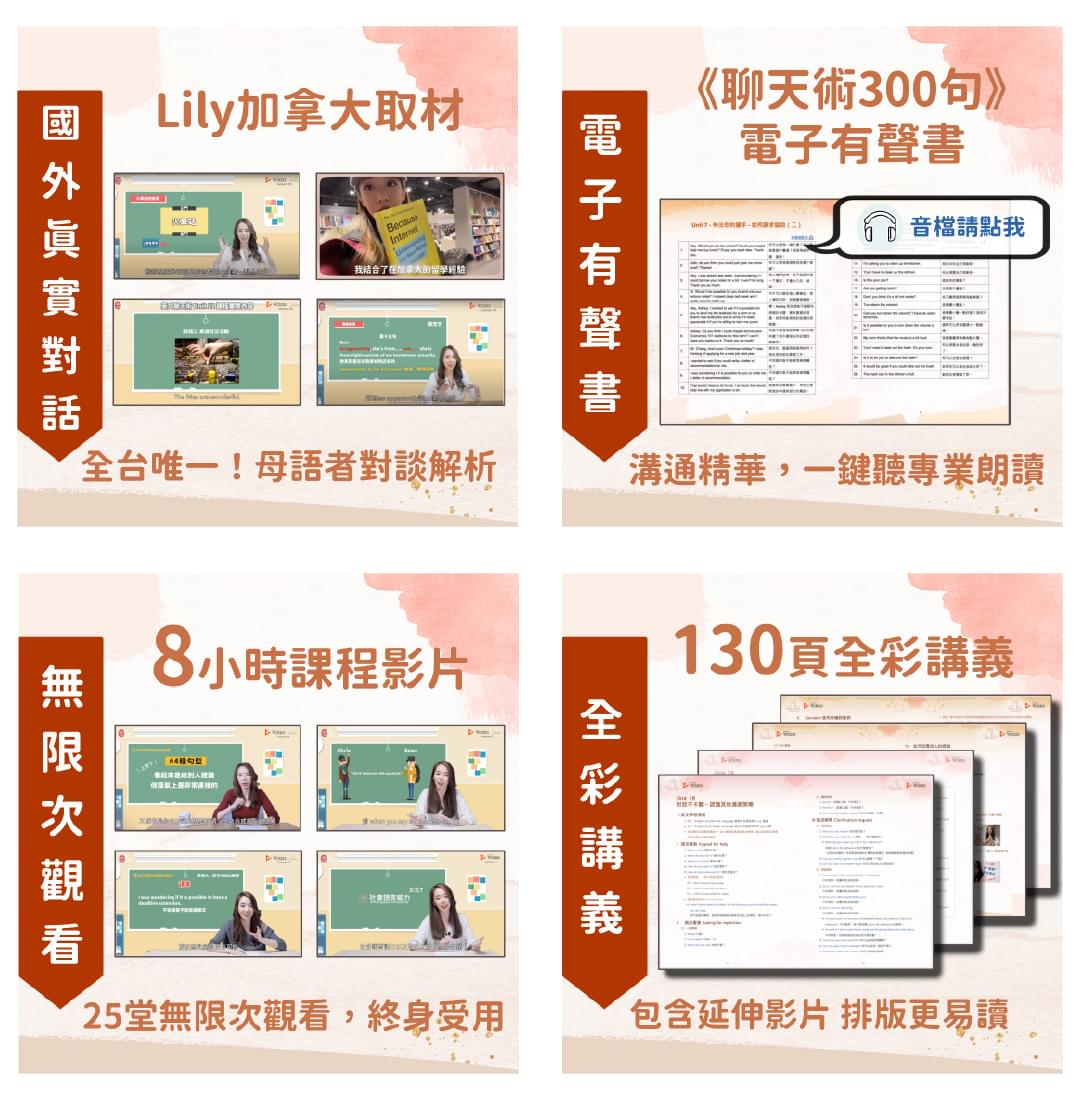 Lily 征服所有情境的英文聊天術 Voicetube Vclass 名師課 專業老師規劃的語言學習課程